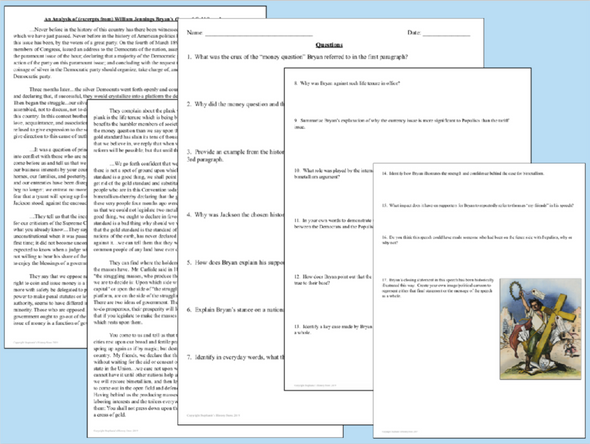 Cross of Gold Primary Source Analysis