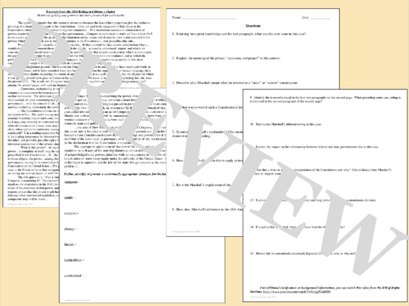 Gibbons v. Ogden Primary Source Analysis