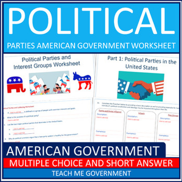 Political Parties Interest Groups American Government Printable Worksheet Google