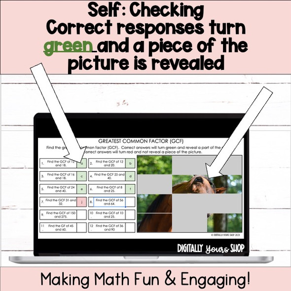 Greatest Common Factor - GCF - Self-Checking Digital Activity