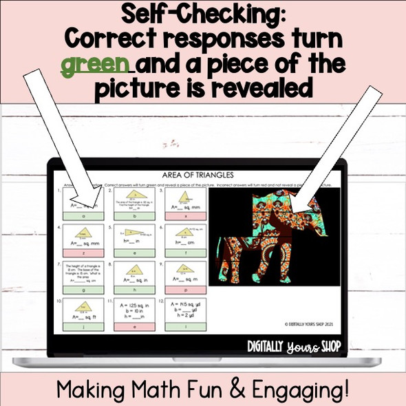 Area of Triangles Digital Self-Checking Activity