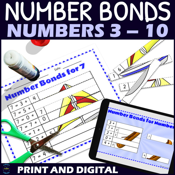 Number Bonds to 10 Practice - Cut and Paste Puzzle - 3-10