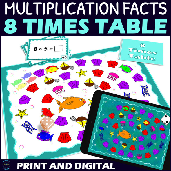 Multiplication Facts Fluency Game - 8 Times Table Review - Printable and Digital