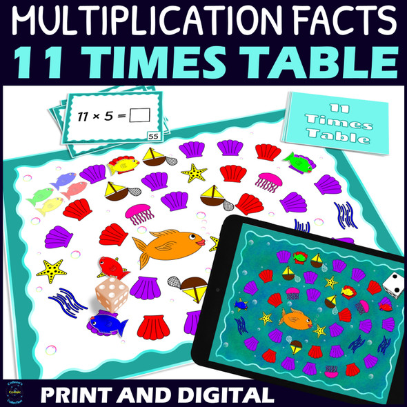 Multiplication Facts Fluency Game - 11 Times Table Review - Printable and Digital
