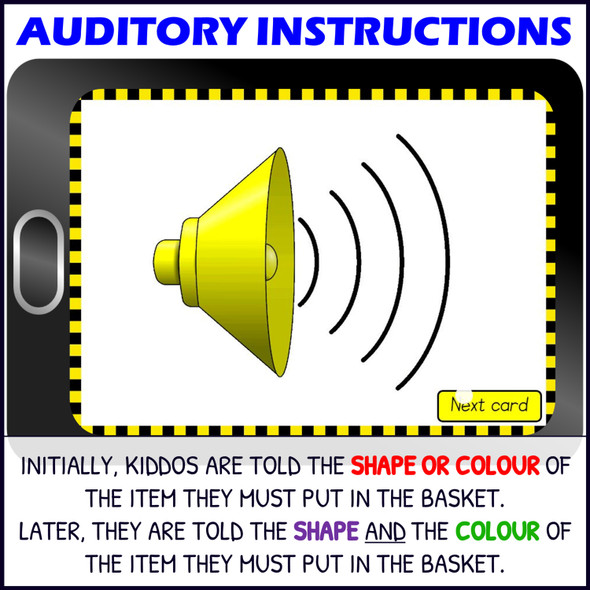 Auditory Memory Activity with Shapes and Colors Level 1 – Digital Boom™ Cards