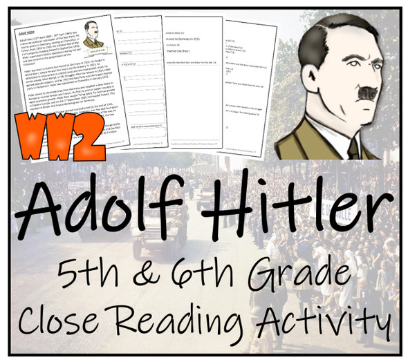 Adolf Hitler Close Reading Activity | 5th Grade & 6th Grade