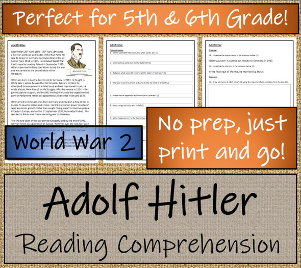 Adolf Hitler Close Reading Activity | 5th Grade & 6th Grade