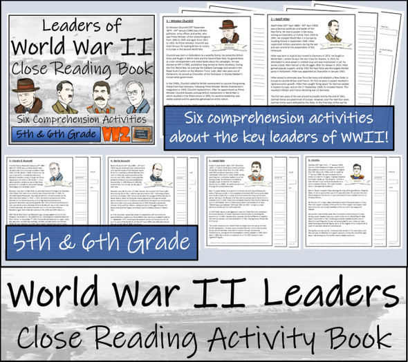 World War II Leaders Close Reading Activity Book | 5th Grade & 6th Grade
