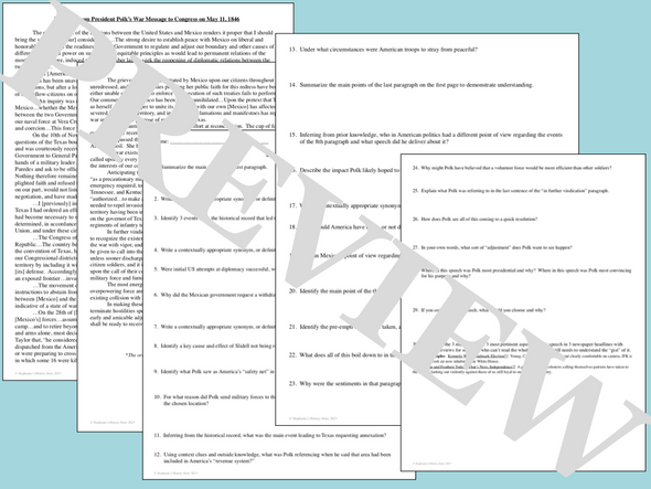 President Polk's War Message Primary Source Analysis