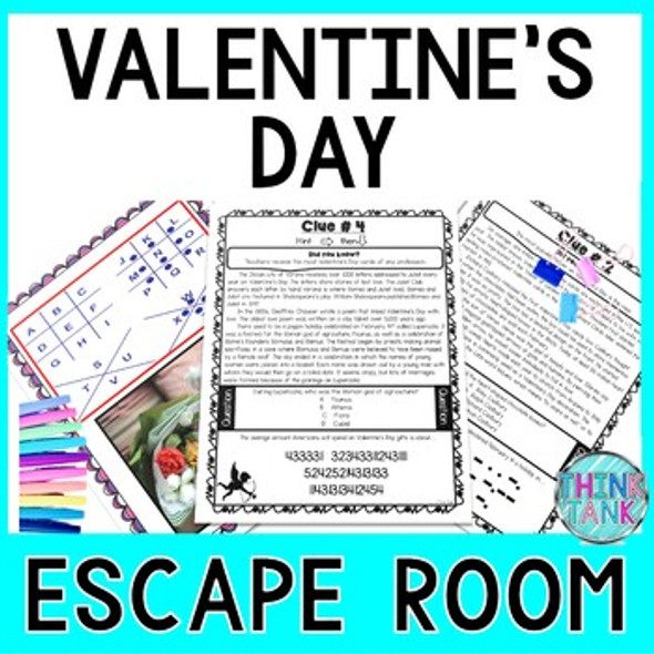 Valentine's Day ESCAPE ROOM - Reading Comprehension - February Activity