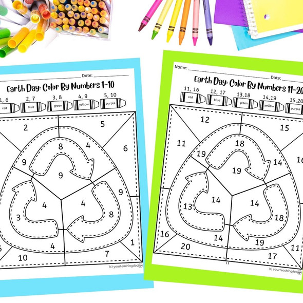 Spring Earth Day Math Color by Code Worksheets