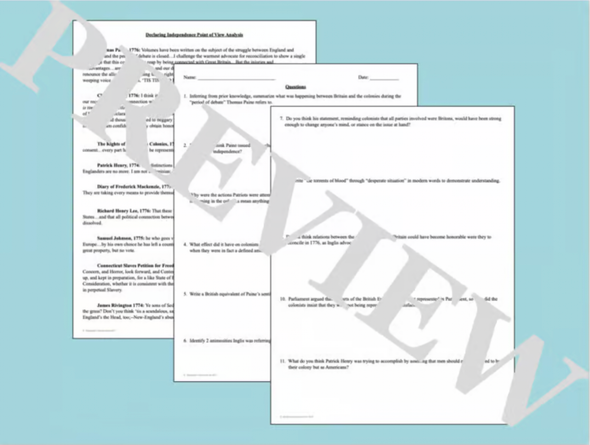 Declaration of Independence Point of View and Image Analysis