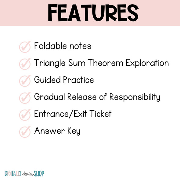 Triangle Sum Theorem- Interior Angles of Triangle - Foldable Notes & Exit Ticket