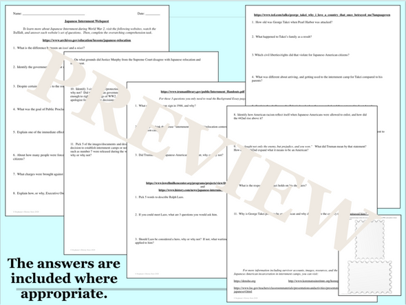 Japanese Internment Webquest