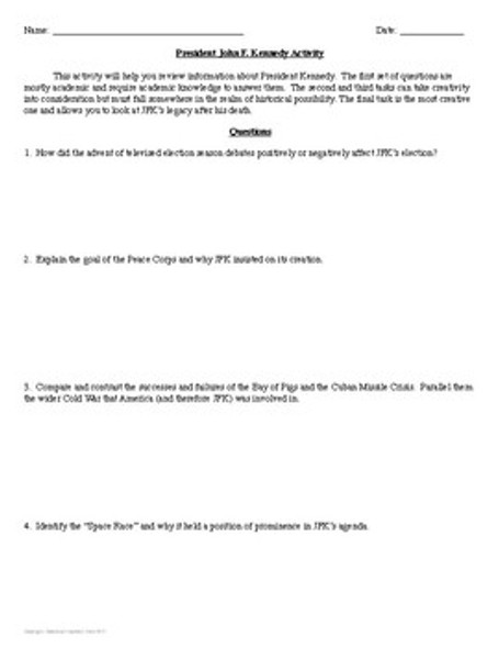 President Kennedy Interview Review Activity