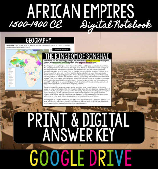 African Empires 1500-1900 CE Digital NB - Songhai, Ashanti, Ethiopia, Kongo, Zulu