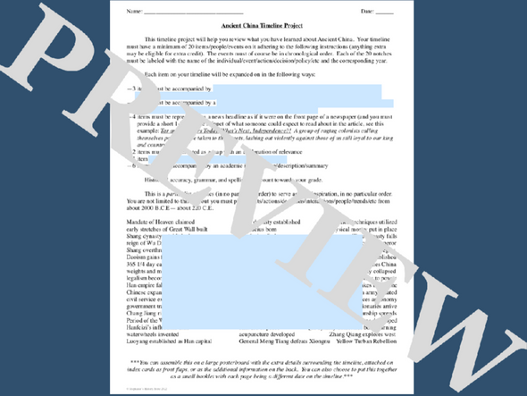 Ancient China Timeline Project