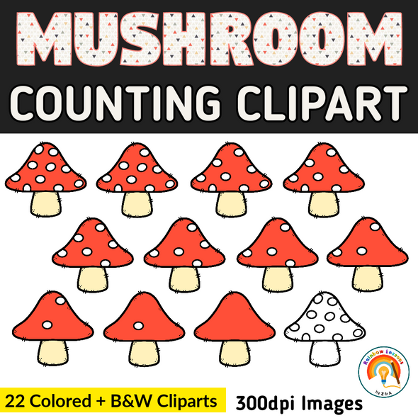 Counting to 10 Cliparts | Spring Counting Clip Arts | Counting Mushroom Cliparts