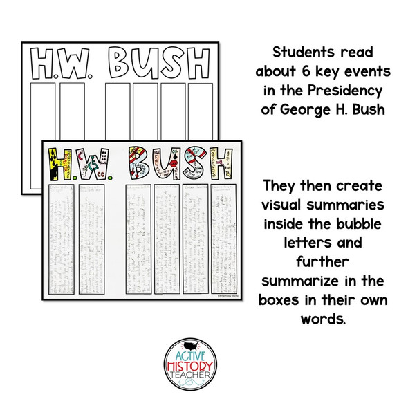 George H.W. Bush Activity Visual Summary Quick Way to Teach Bush