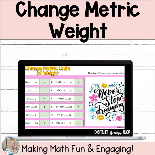Change - Convert - Metric Units of Weight Digital Self-Checking Math Activity