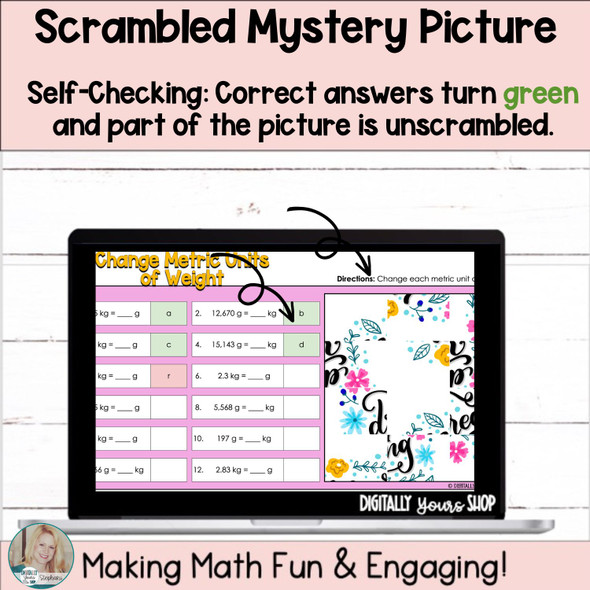Change - Convert - Metric Units of Weight Digital Self-Checking Math Activity