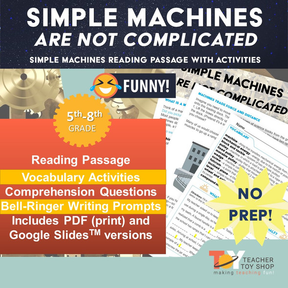 Simple Machines Reading Passage and Activities printable + digital