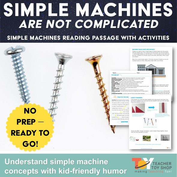 Simple Machines Reading Passage and Activities printable + digital
