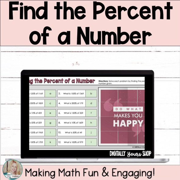 Find the Percent of a Number Digital Self-Checking Activity