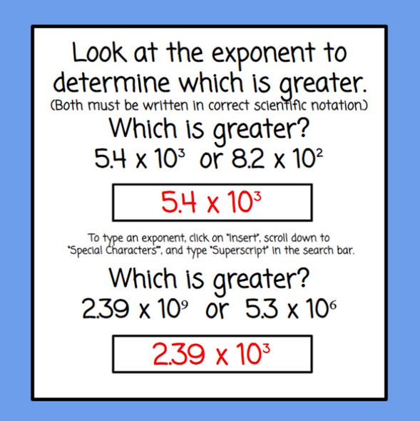 Scientific Notation - Compare and Order