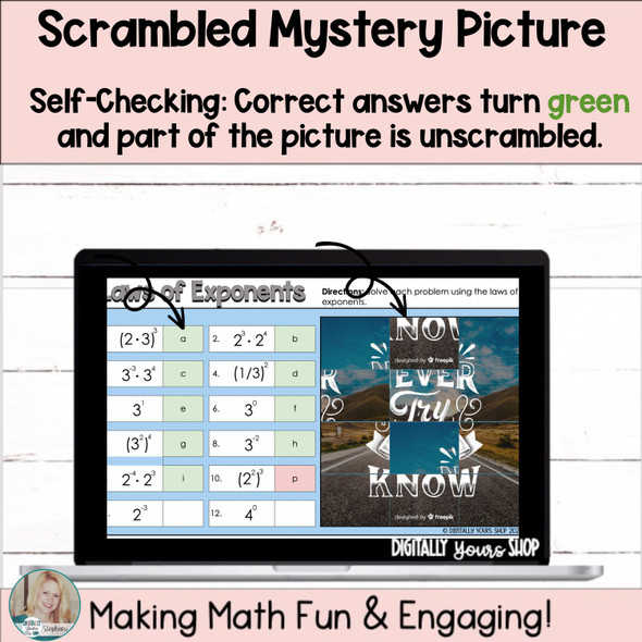 Laws of Exponents - Exponent Rules - Self-Checking Digital Activity