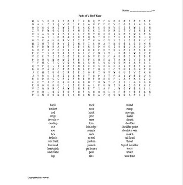 Word Search Bundle for an Agriculture Livestock Course