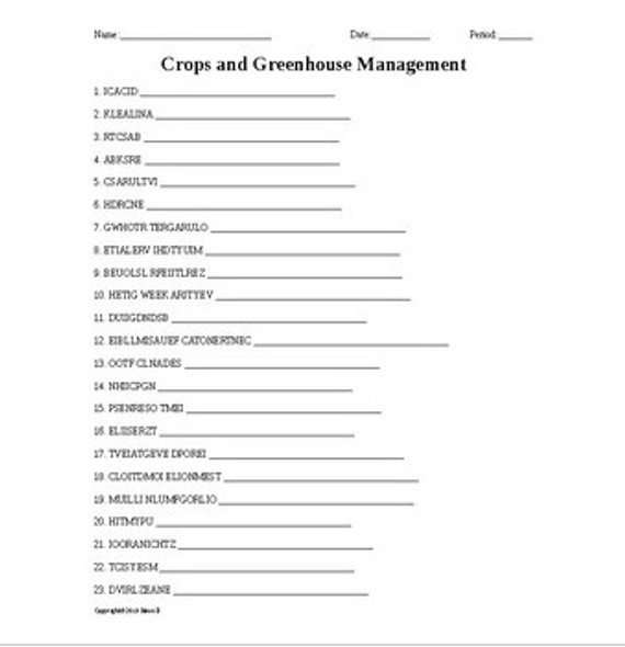 Horticulture Word Scramble and Word Search Bundle