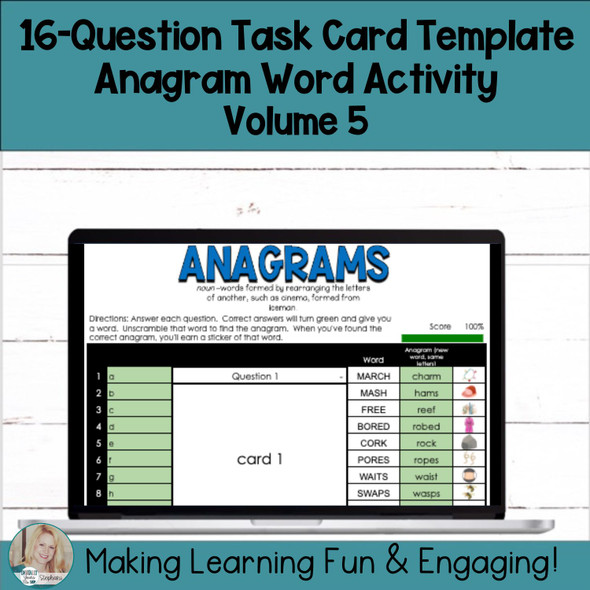 Editable Self-Checking Self-Grading Anagram Template - Digital Task Card Vol.5
