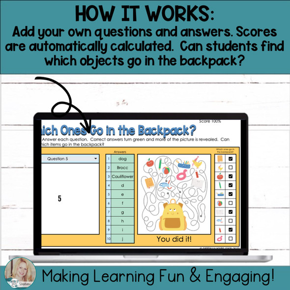 Editable Self-Checking Task Card Template Picture Maze Reveal Digital Resource 1