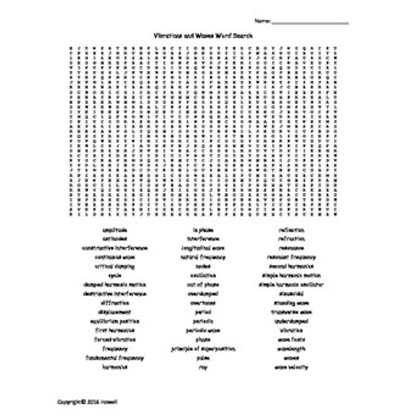 Physics and Physical Science Vocabulary Word Searches