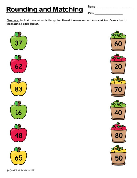 Rounding to the Nearest Ten - Apple Theme