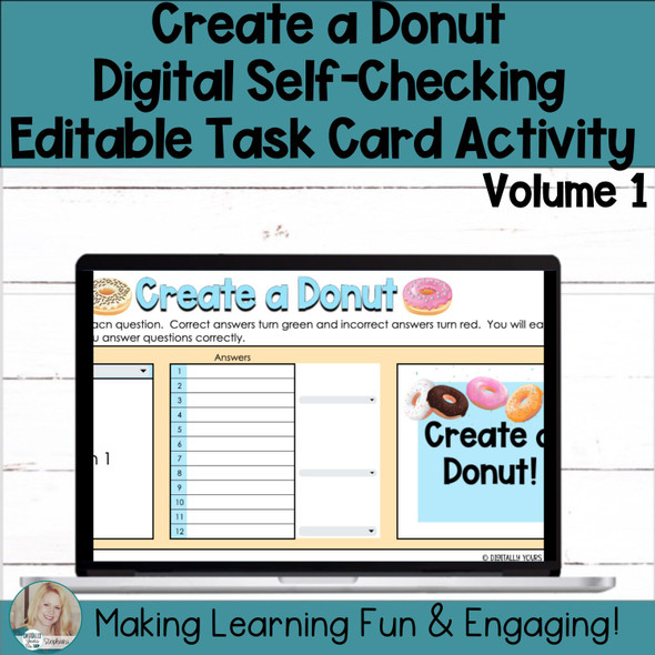 Create a Donut Editable Self-Checking Task Card Template Digital Resource Vol. 1