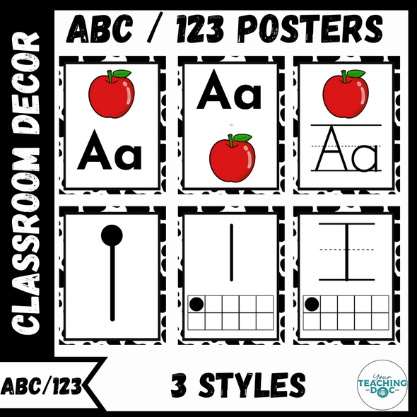 Cow Themed Classroom Alphabet and Number Cards