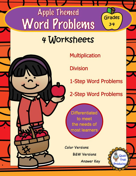 Multiplication and Division Word Problems Worksheets - Apple Theme Multiplication and Division Word Problems Worksheets - Apple Theme