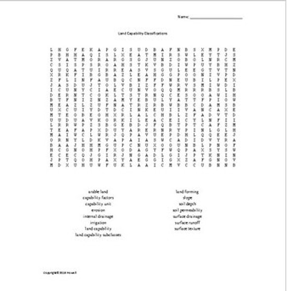 Soil Science Word Search Bundle for an Ag. II Soil Science Course