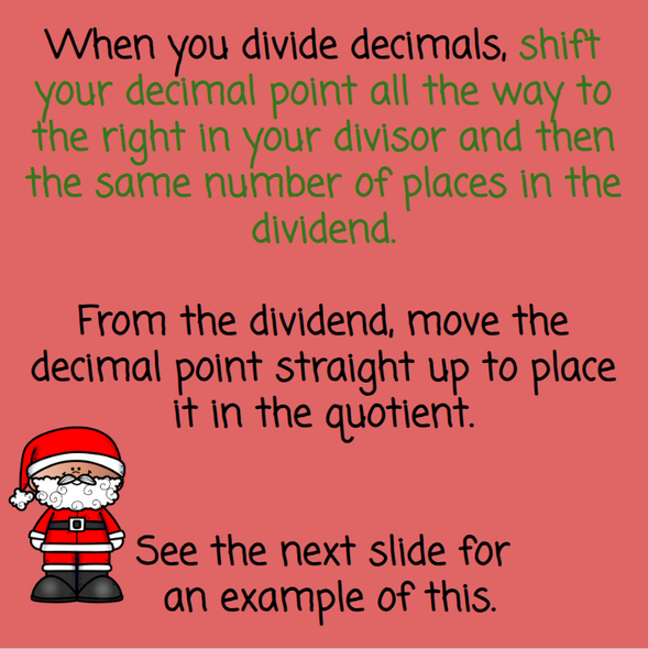 Christmas Dividing Decimals with Number Chips