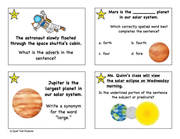 Solar System ELA Task Cards