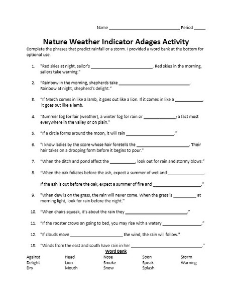 Nature Weather Indicator Adage Activity