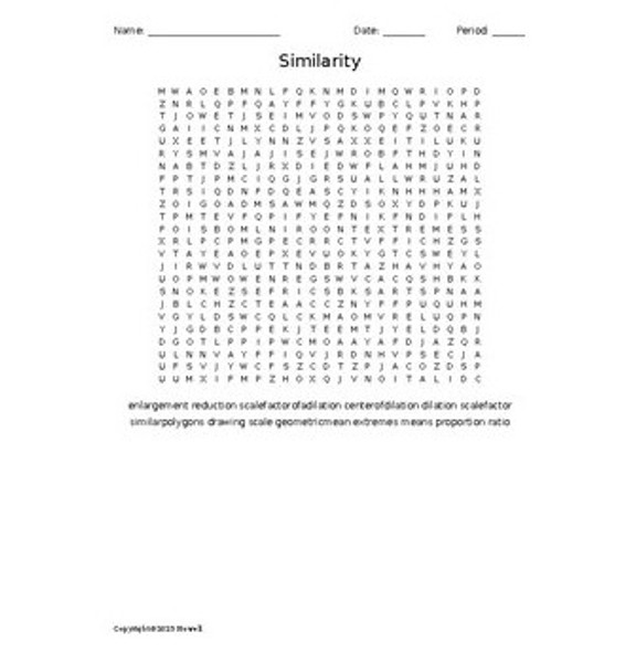 Similarities in Geometry Vocabulary Word Search