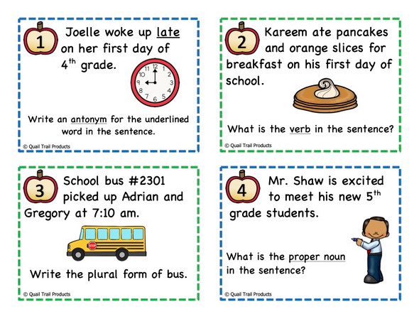 ELA at School Task Cards | Back to School