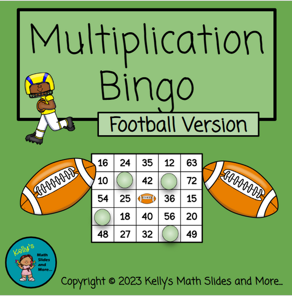 Multiplication Bingo - Football Version - Digital and Printable