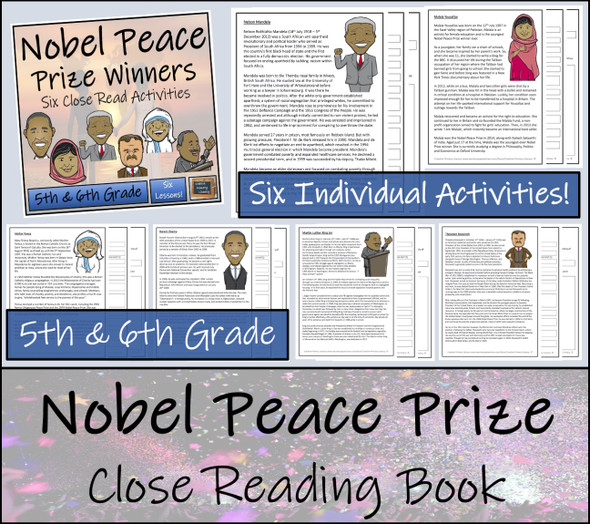 Nobel Peace Prize Winners Close Reading Activity Book | 5th Grade & 6th Grade