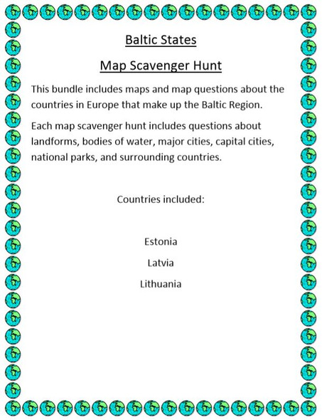 Baltic States Map Scavenger Hunt