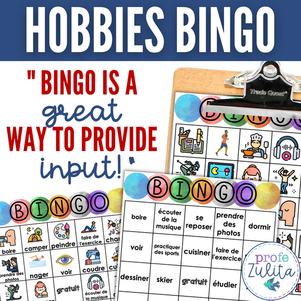 Les Passe-temps French Hobbies Vocabulary BINGO Games Les Passe-temps French Hobbies Vocabulary BINGO Games