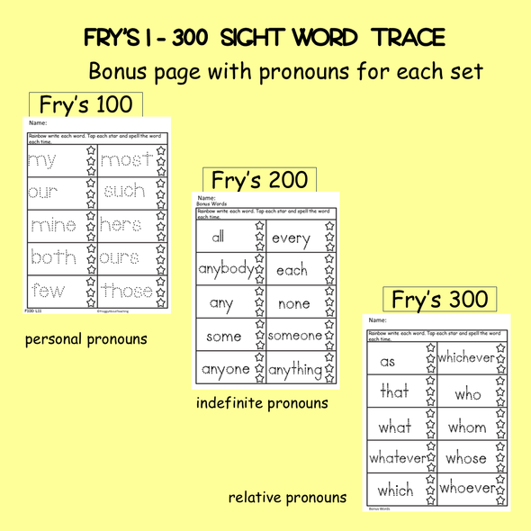 Sight Word Trace 100, 200, 300